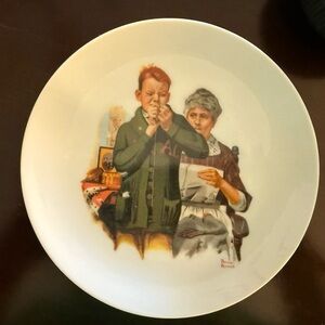 Vintage Norman Rockwell Decorative Plate with Signature Illustration
